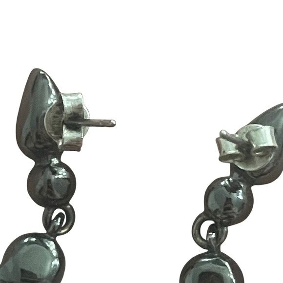 Givenchy Vintage Chandelier Earrings Gunmetal Purple Green Rhinestone Dangle 2" - Picture 7 of 10